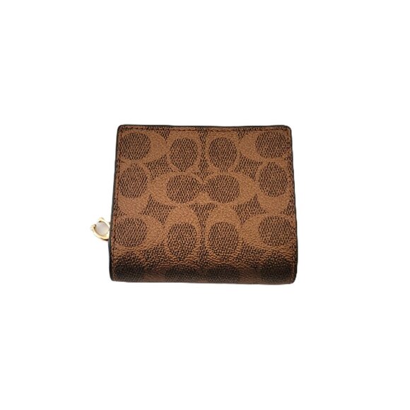 Coach CCL96 Snap Wallet Metallic Signature Small Clutch Brown Cooper - Picture 3 of 7